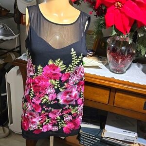 INC top with flower embroidery, S.